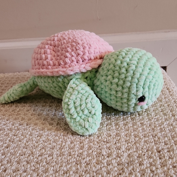 Cute Mint Green and Pink Plush Turtle - Picture 1 of 6